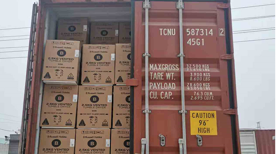 年底沖刺！順利完成英國Russell hobbs客戶的滾筒干衣機出貨