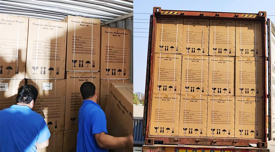 客戶Equator滾筒衣服烘干機(jī)快速裝柜完畢  蓄勢(shì)待發(fā)！